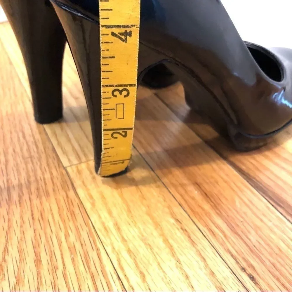 Black patent leather shiny platform heels shoes 9 NEW NIB NWT rockabilly pinup